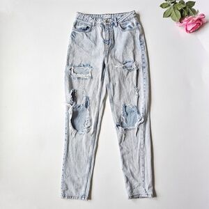 Primark Denim Co Distressed Boyfriend Women’s Size 2 Light Wash High Rise Ripped
